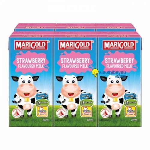 Sữa tươi Marigold vị dâu 200ml ( lốc 3 hộp)