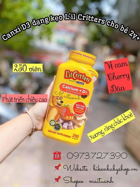 Kẹo Gấu Bổ Sung Canxi Lil Critters Calcium Gummy Bears With Vitamin D3 250v