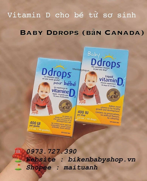Vitamin D3 Baby Ddrops Canada (400IU) cho trẻ sơ sinh