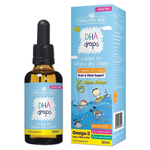 DHA Drop Natures Aid 50ml dạng nhỏ giọt dành cho bé 3 tháng - 5 tuổi