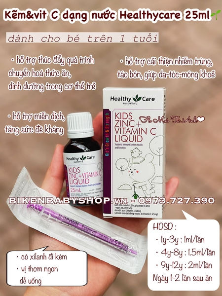 Kẽm + Vitamin C dạng nước HealthyCare 25ml