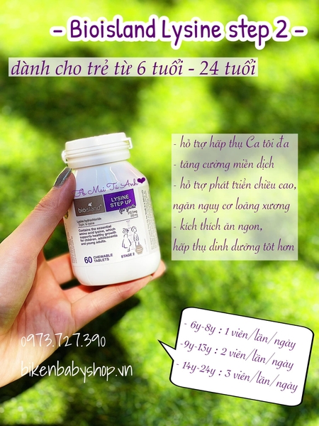 Sản phẩm bổ sung Lysine cho trẻ trên 6 tuổi Bioisland 60 viên