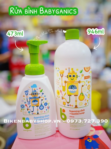 Nước rửa bình Babyganics chai 946ml
