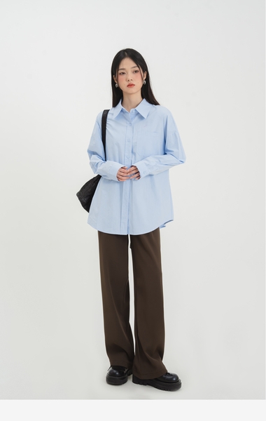 (SM26) Áo sơ mi nữ MAKILANA 2025 dáng rộng chất cotton cao cấp, màu xanh/trắng/hồng, mặc xuân thu, form trẻ trung cá tính