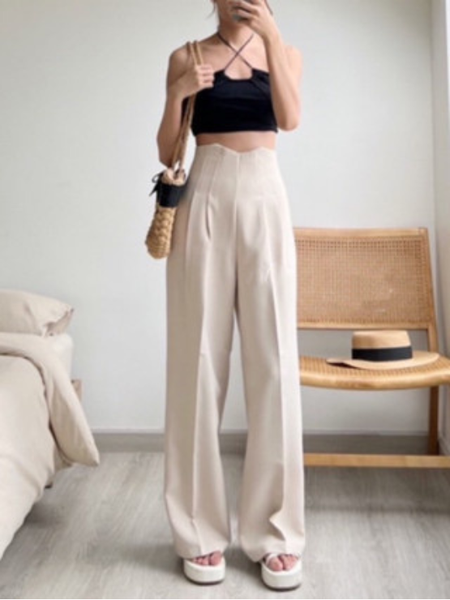Quần ống suông nữ xếp li cạp liền lưng cao chất liệu cao cấp không nhăn phù hợp công sở học sinh QT28