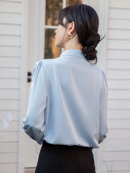 SM46 Áo sơ mi thiết kế cổ nơ thanh lịch MAKILANA,áo sơ mi phong cách công sở dành cho nữ