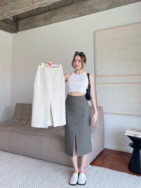 Chân váy midi vải ép keo toàn bộ CV16