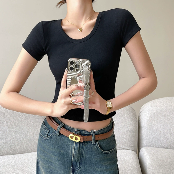 Áo Thun Nữ Cổ Tròn Tay Ngắn | Cotton Nguyên Chất, Có Gân, Form Ôm Vừa Vặn, Mặc Xuân Hè Thoáng Mát MAKILANA T3