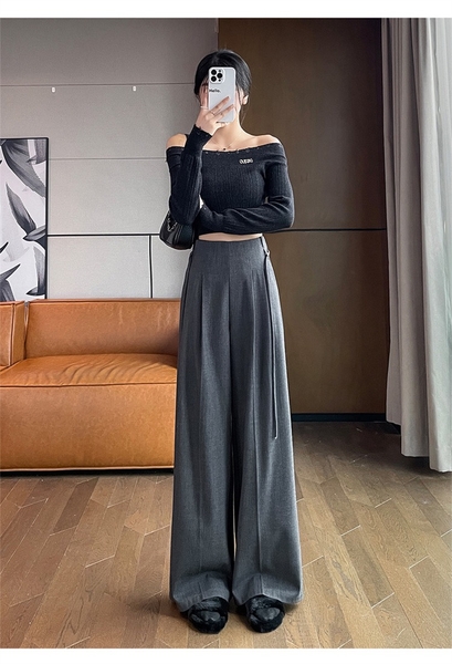 Quần ống suông nữ, quần nữ ống rộng giấu khuy, quần nữ may bằng vải độc quyền nhà LANA không nhăn. (QT74)