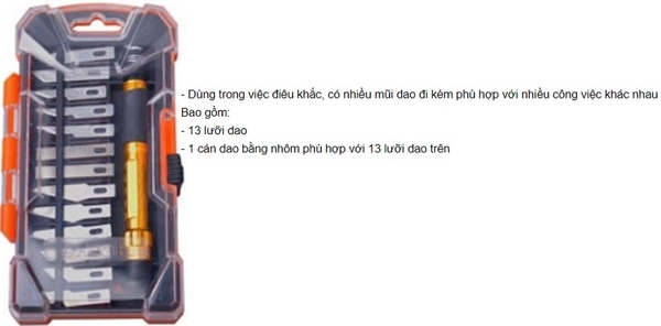 Asaki Bộ dao điêu khắc
1 cán dao + 13 lưỡi dao AK-3961