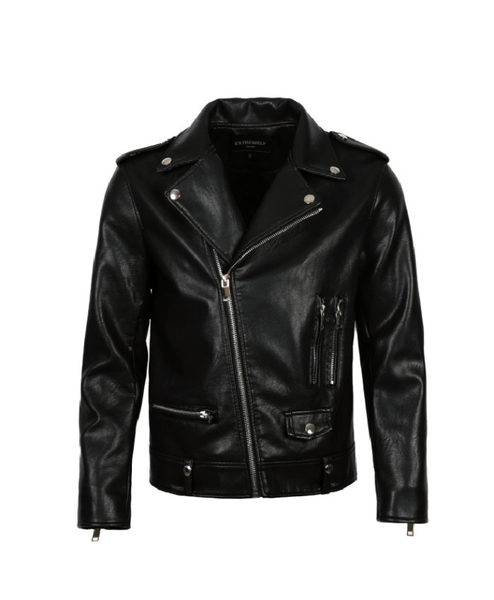 Signature Logo Biker Leather Jacket