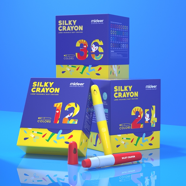 Bộ Màu Sáp Lụa Mideer Silky Crayon 12 Màu Cho Bé 3
