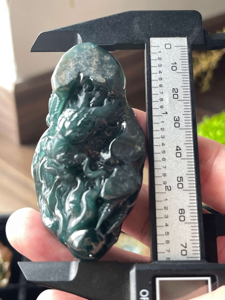 NT1222 Mặt rồng nguyên thạch chạm ngọc phỉ thuý tự nhiên ( Jadeite A)