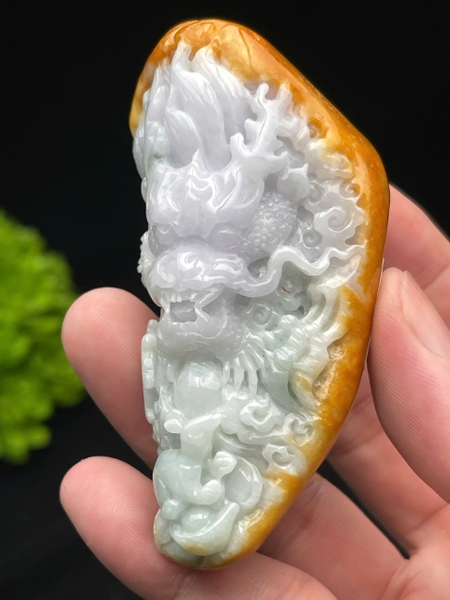 NT1263 Rồng nguyên thạch màu tam tài ngọc phỉ thuý tự nhiên(JADEITE A)