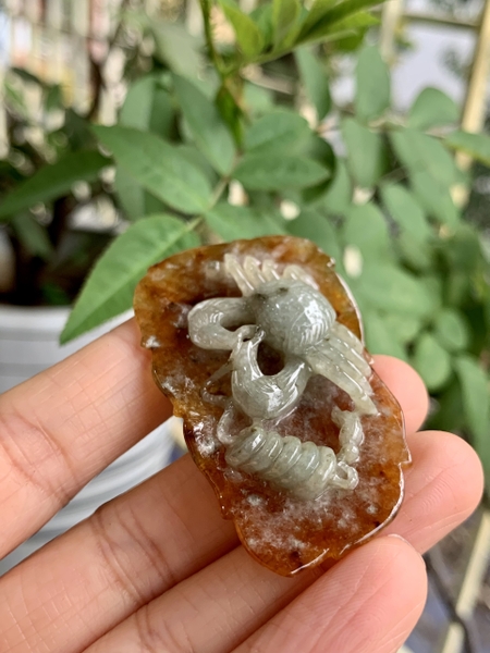 Mặt cua tài lộc huyết tách màu Ngọc phỉ thuý tự nhiên Jadeite loại A -NT1072