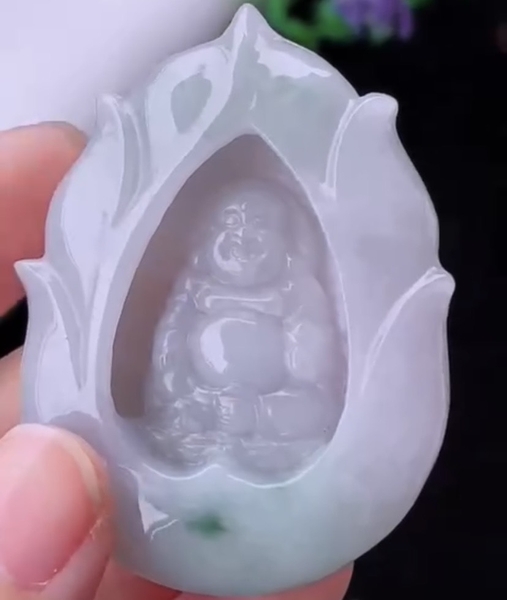 Mặt di lặc đài sen tử la lan Ngọc Phỉ Thuý tự nhiên Jadeite loại AN - NT856