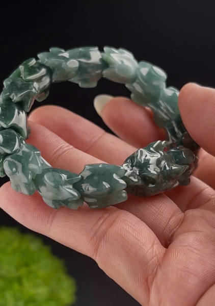 NT1362 Ngọc long uy thần (15 vẩy)ngọc phỉ thuý tự nhiên ( JADEITE A)
