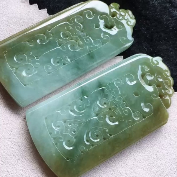 Mặt dây long phụng Ngọc bội Ngọc Phỉ Thuý tự nhiên Jadeite loại A -NT794