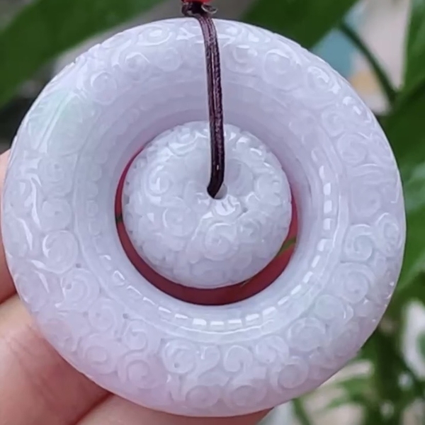 Mặt dây đồng điếu bình an tím Ngọc phỉ thuý tự nhiên Jadeite loại A -NT966