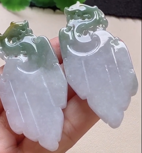 Mặt thẻ rồng phong thuỷ Ngọc phỉ thuý tự nhiên Jadeite loại A -NT985