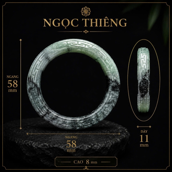 NT1413 Vòng tay 58mm ngọc phỉ thúy tự nhiên ( JADEITE A)