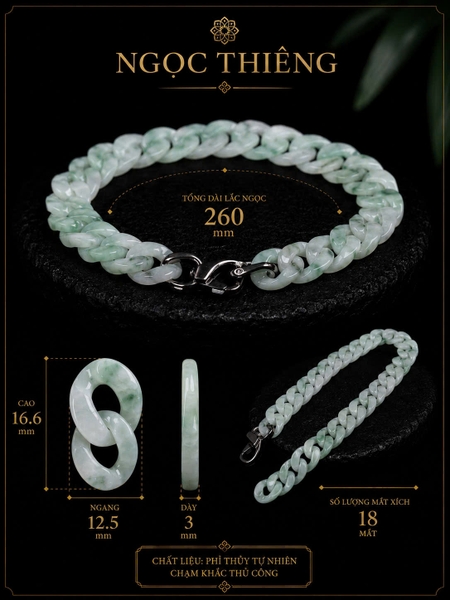 NT1418 Lắc tay ngọc phỉ thuý tự nhiên nguyên khối( JADEITE A)