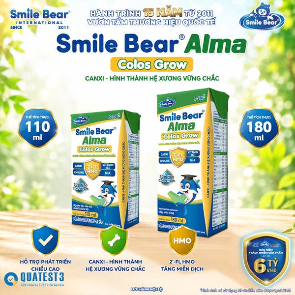 Sữa dinh dưỡng pha sẵn Smile Bear Alma Colos Grow