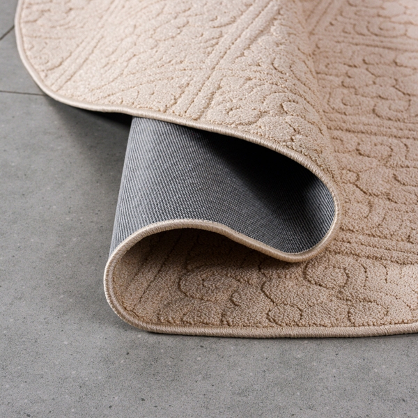 Thảm trải sàn Haru be tròn dệt trượt nước khổ tùy chọn