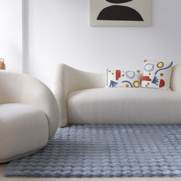 Thảm trải sàn Waffle Ghi đậm lông thỏ