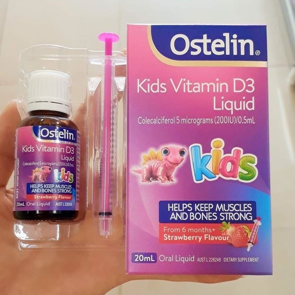 Ostelin Vitamin D liquid Kids của Úc hương vị dâu thơm ngon