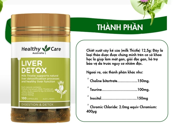 Liver Detox Healthy Care Với thành phần từ thiên nhiên an toàn cho sức khỏe