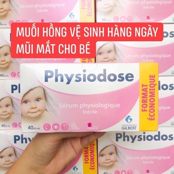 Nước Muối Sinh Lý Hồng Physiodose Gifrer Pháp Cho Trẻ Sơ Sinh, 40 ống hàng chính hãng