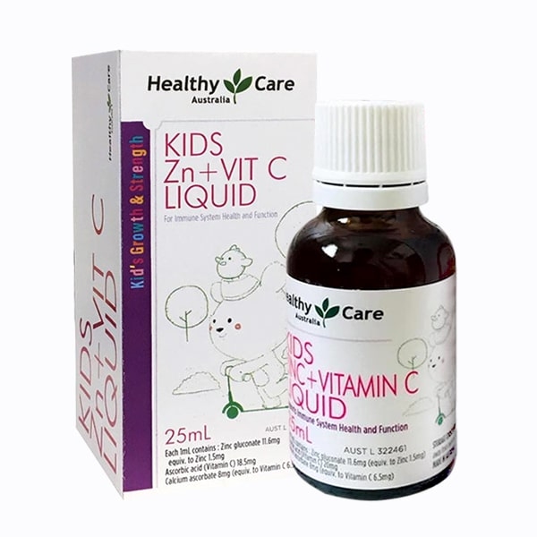 Kẽm Nước Healthy Care Kids Zinc + Vitamin C Liquid 25ml - Tăng cường đề kháng cho bé