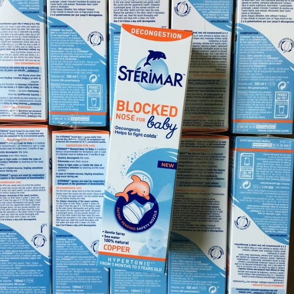Nước muối xịt mũi kháng viêm Stérimar cá heo cam hàng chính hàng Pháp