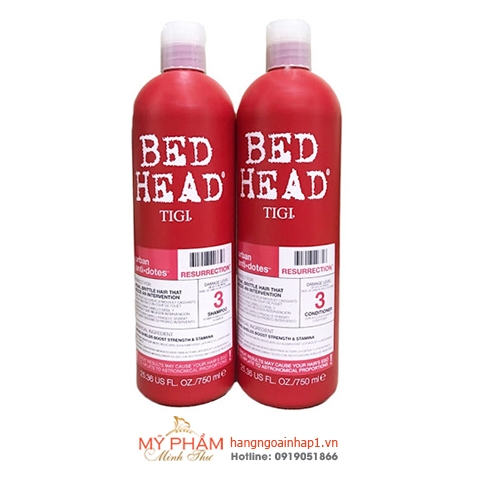 Cặp dầu gội xả phục hồi tóc Tigi bed head 750ml (Mỹ) màu đỏ dành cho tóc khô xơ