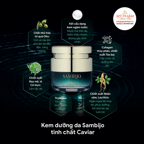 Kem dưỡng da SAMBIJO chống nhăn, phục hồi da tinh chất Caviar-50g