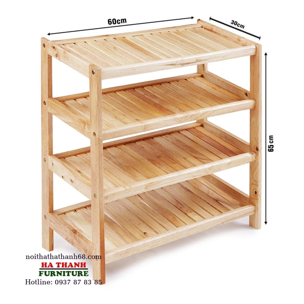 kệ để giày dép gỗ 4 tầng rộng 62cm.