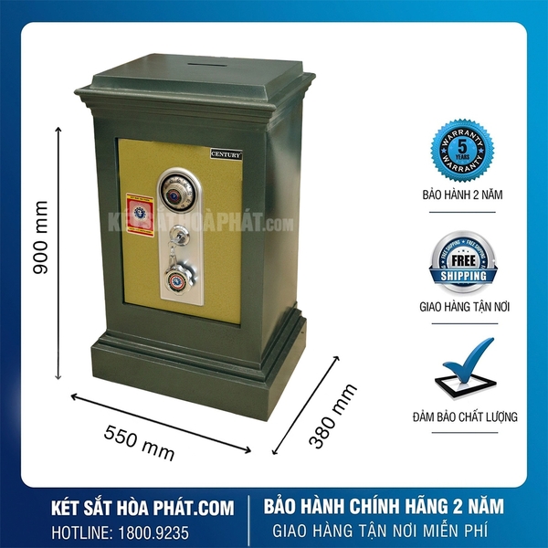 Két sắt công đức khóa cơ KCD900 màu xanh an toàn chống cháy