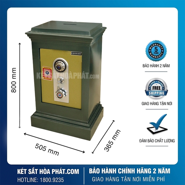 Thông số kỹ thuật sản phẩm két sắt công đức century KCD800 khóa cơ