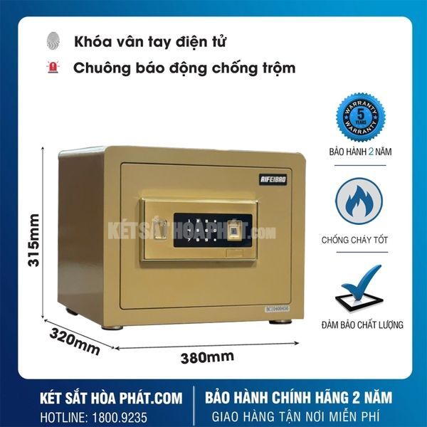 Két sắt thông minh Aifeibao HK-M/D-35-BL khóa vân tay điện tử mới