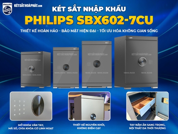 Két sắt thông minh Philips sbx602-7CU thông minh cao cấp