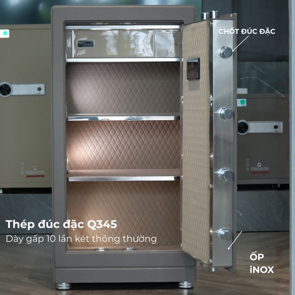 Thân két thép Q345 đúc đặc nguyên khối Xiaomi CRMCR 101LB, chốt inox chắc chắn, chống khoan cạy phá vượt trội