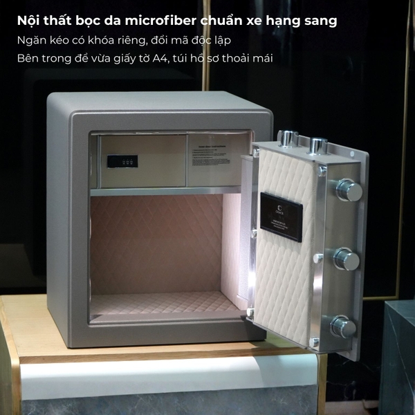 Nội thất két sắt Xiaomi CRMCR 45LB bọc da microfiber cao cấp mềm mịn sang trọng