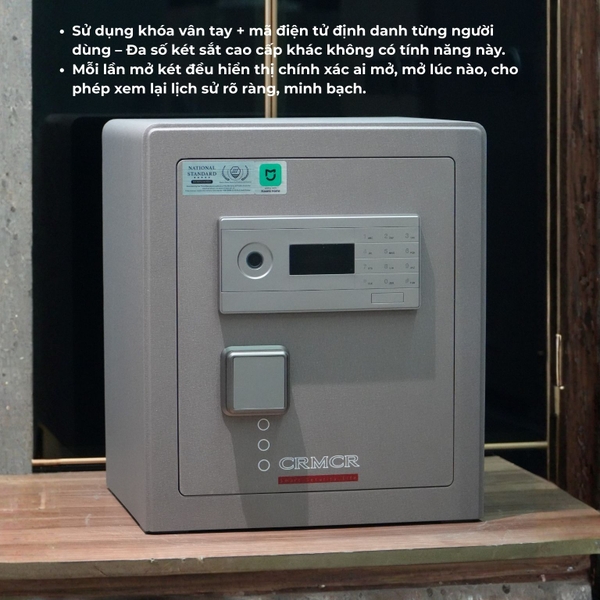 két sắt Xiaomi CRMCR 45LB khóa vân tay điện tử định danh từng người dùng