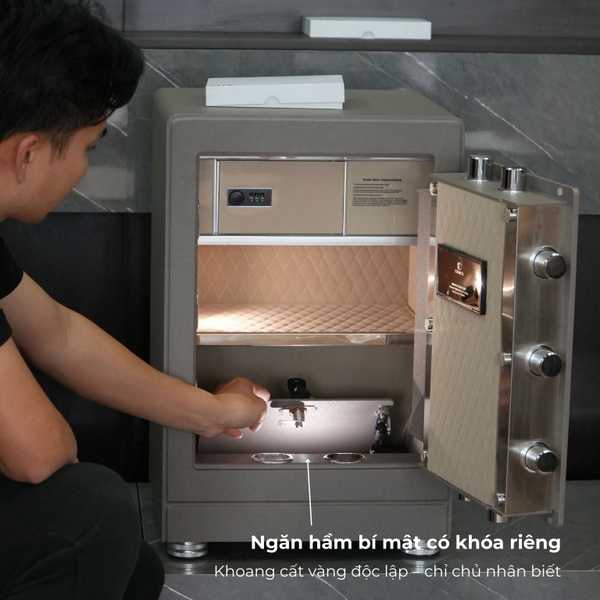 Ngăn hầm bí mật có khóa riêng bên trong két sắt Xiaomi CRMCR 61LB