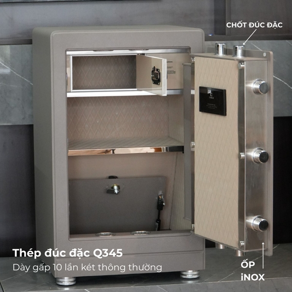 Thân két sắt Xiaomi CRMCR 71LB làm từ thép Q345 đúc đặc nguyên khối, kết cấu chắc chắn chống khoan cắt