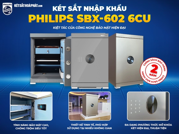 Két sắt Philips SBX602-6CU tính năng bảo mật vượt trội, chống trộm siêu tốt