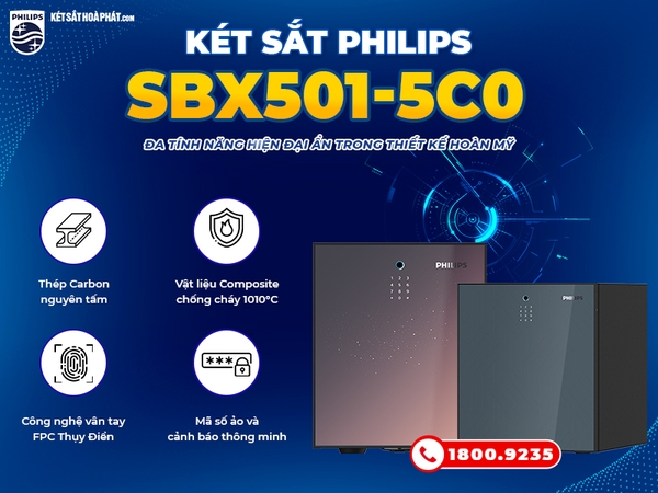 Két sắt thông minh Philips SBX501-5C0 khả năng chống trộm cao, chống cháy tốt và bảo mật