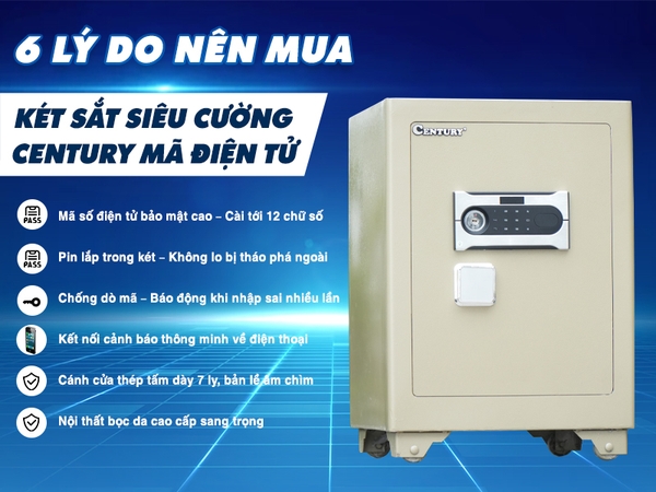 Két Sắt Chống Cháy Siêu Cường Century CF186DT Khóa Điện Tử ( Có cảnh báo điện thoại )