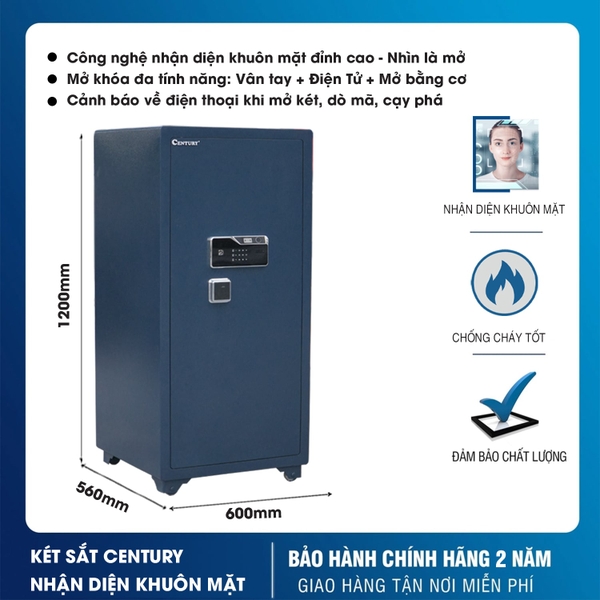 Khóa nhận diện khuôn mặt Face ID 3D tích hợp vân tay và mã số điện tử trên két sắt Việt Tiệp SPM120KM
